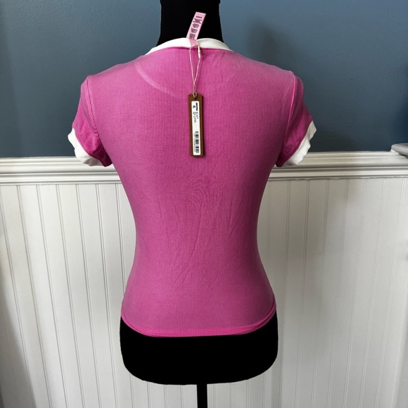 NWT SKIMS Soft Lounge Baby Tee - blush multi - size Medium - SOLD OUT 💗 - Picture 5 of 7